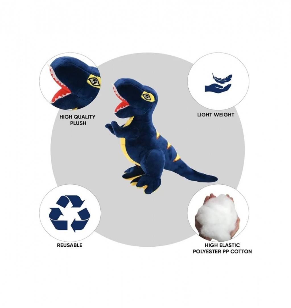 Mascota de plus, T-rex, MASHASHOP, albastru, 55 cm
