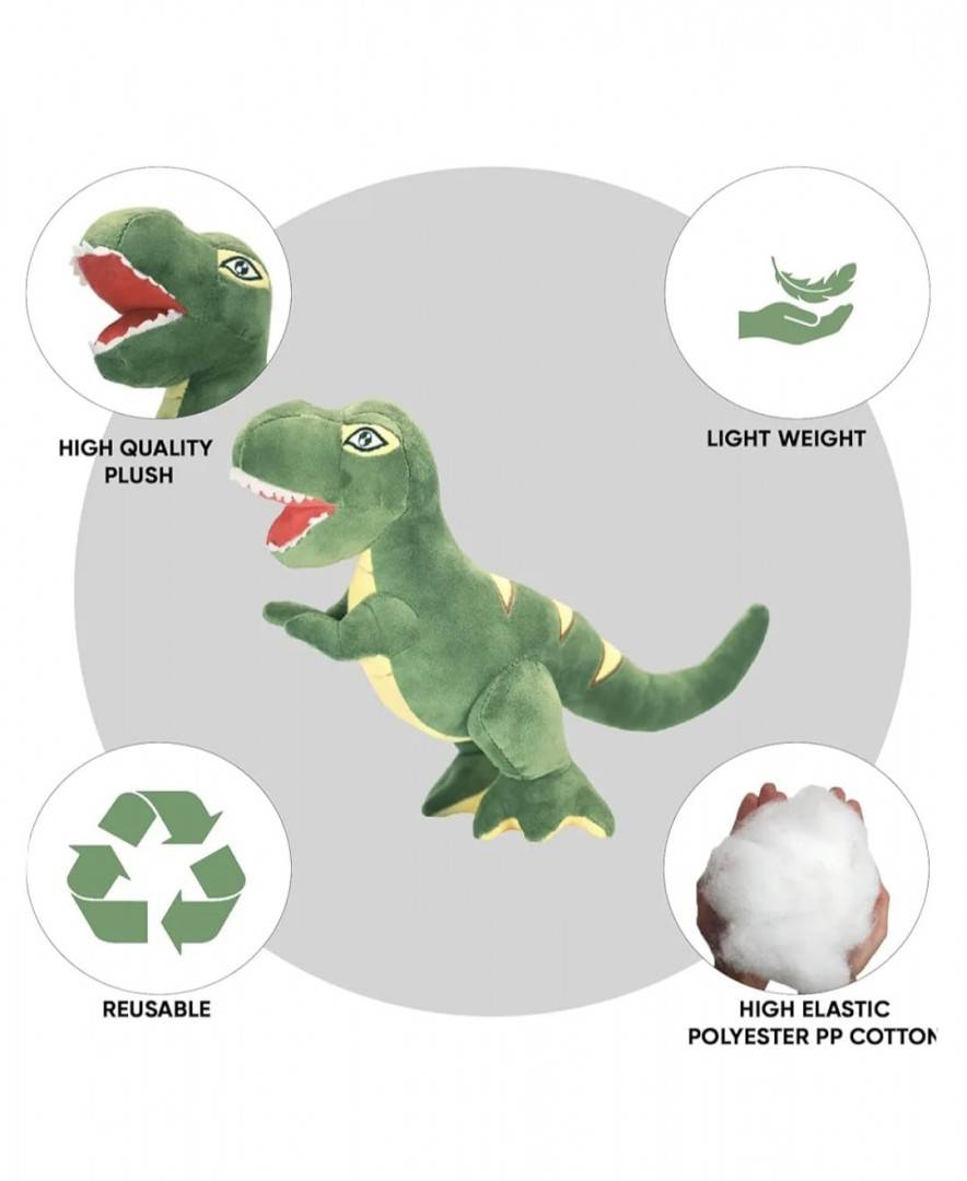 Mascota de plus, T-rex, MASHASHOP, verde, 39 cm
