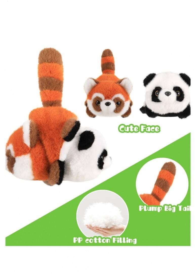 Mascota reversibila, Urs Panda si Vulpea Rosie, multicolor, 30 cm