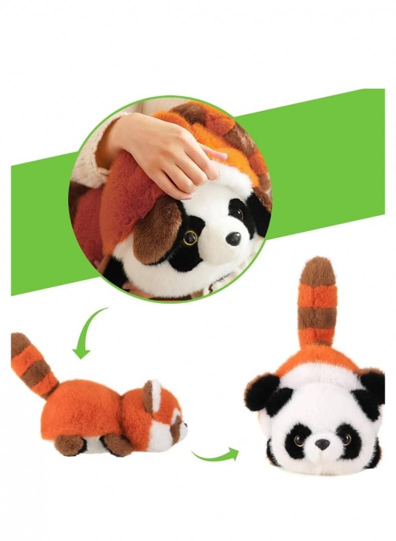 Mascota reversibila, Urs Panda si Vulpea Rosie, multicolor, 30 cm