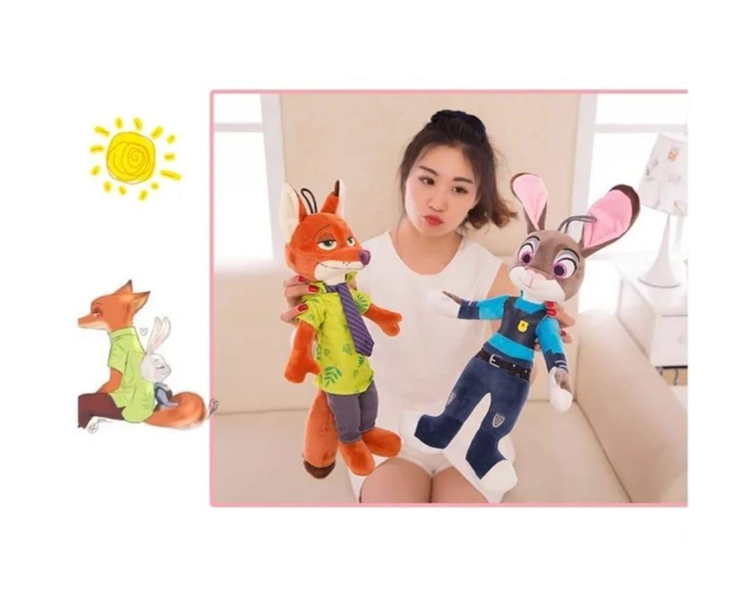 Mascote de plus, Iepurasul si Vulpea, Zootopia, Judy si Nick, multicolor, 38 cm