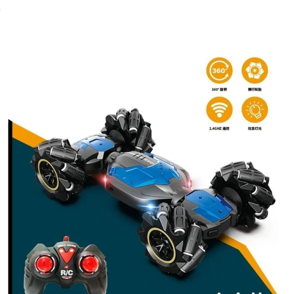 Masina cu telecomanda, control prin gesturi, Twist Stunt Car, 360 grade rotire , Drift 4 x 4, carcasa metal, scara 1;16, alba