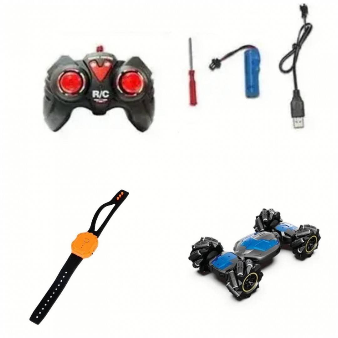 Masina cu telecomanda, control prin gesturi, Twist Stunt Car, 360 grade rotire , Drift 4 x 4, carcasa metal, scara 1;16, alba