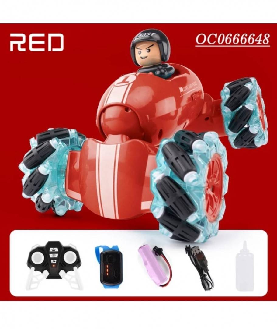 Masina cu telecomanda si control prin gesturi, 360 grade rotire, Drift 4 x 4 lumini led, rosu, 33 cm