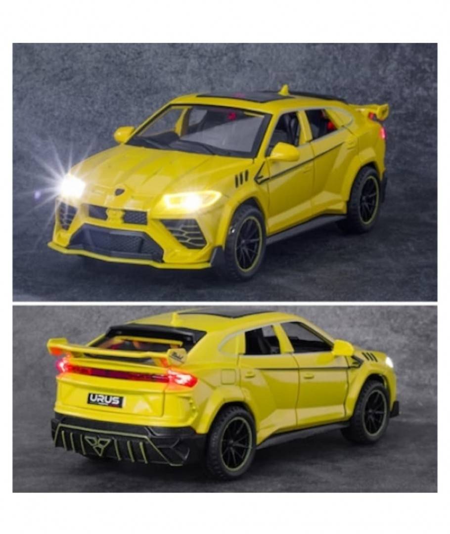 Masina de jucarie pentru copii, Lamborghini Urus, lumini si sunete, 1:32, metal/ABS, galben