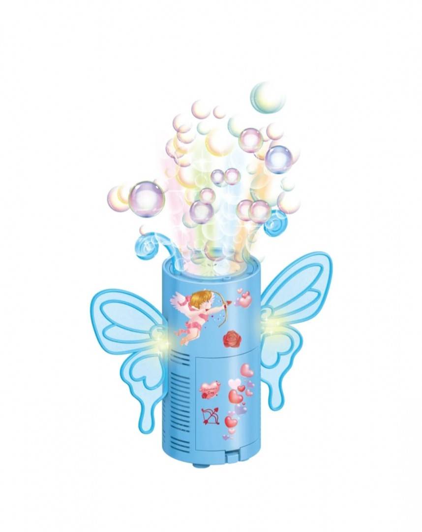 Masina electrica cu bule, Angel, LED, bleu, 21 cm