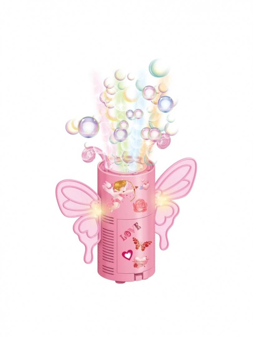 Masina electrica cu bule, Angel, LED, roz, 21 cm