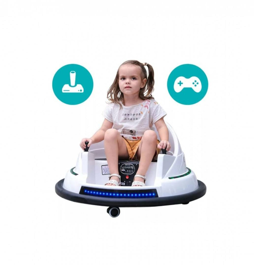 Masina electrica pentru copii, 6 V, 360°, cu baterie si telecomanda, cu ham in 5 puncte, viteza maxima de 1.2 km/h