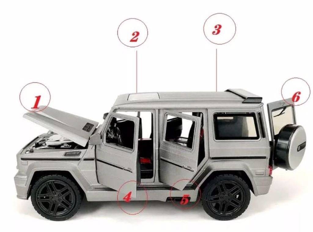 Masina jucarie tip Mercedes G-Klass, gri, 22 cm