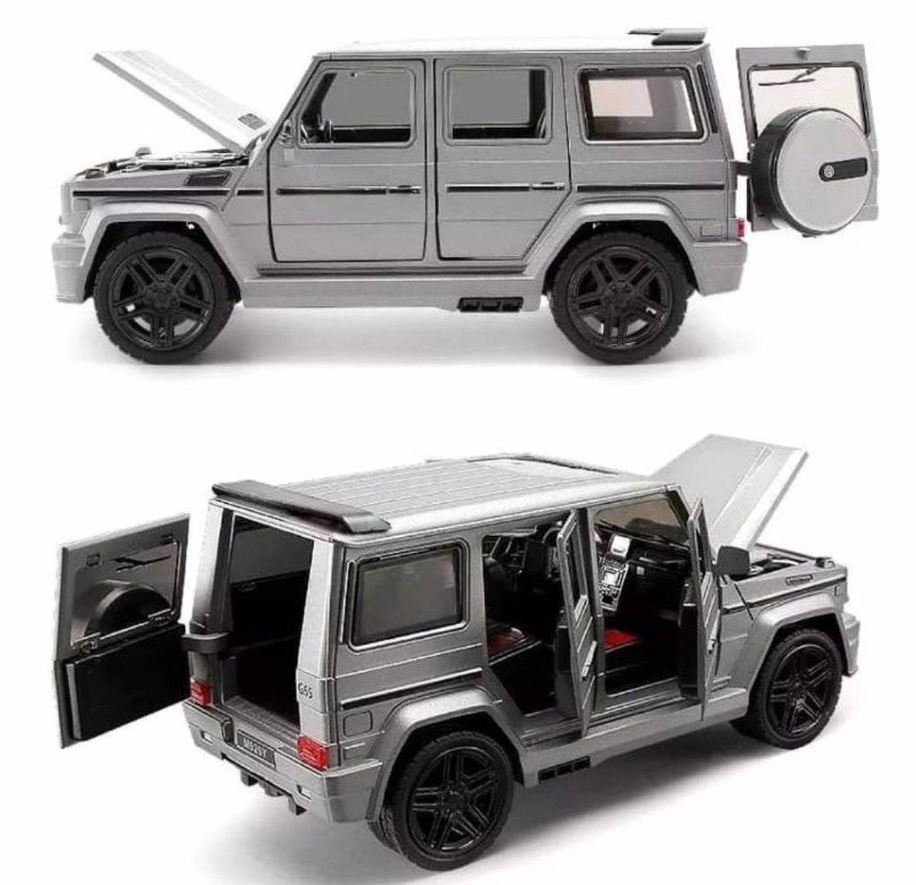 Masina jucarie tip Mercedes G-Klass, gri, 22 cm