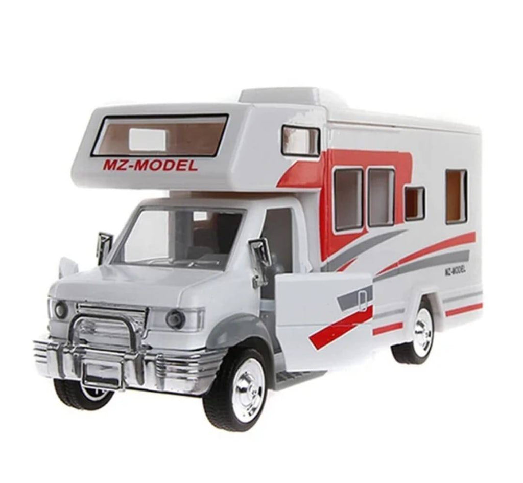 Masina mecanica, Autorulota, camper de vacanta, mobilier, sunete, lumini, mobilier, usi functionale, alb, 20 cm