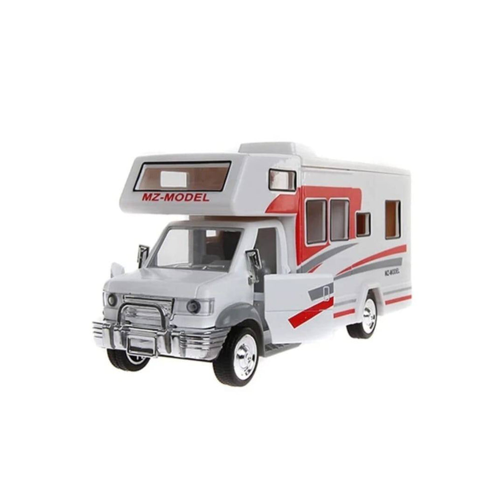 Masina mecanica, Autorulota, camper de vacanta, mobilier, sunete, lumini, usi functionale, alb, 20 cm