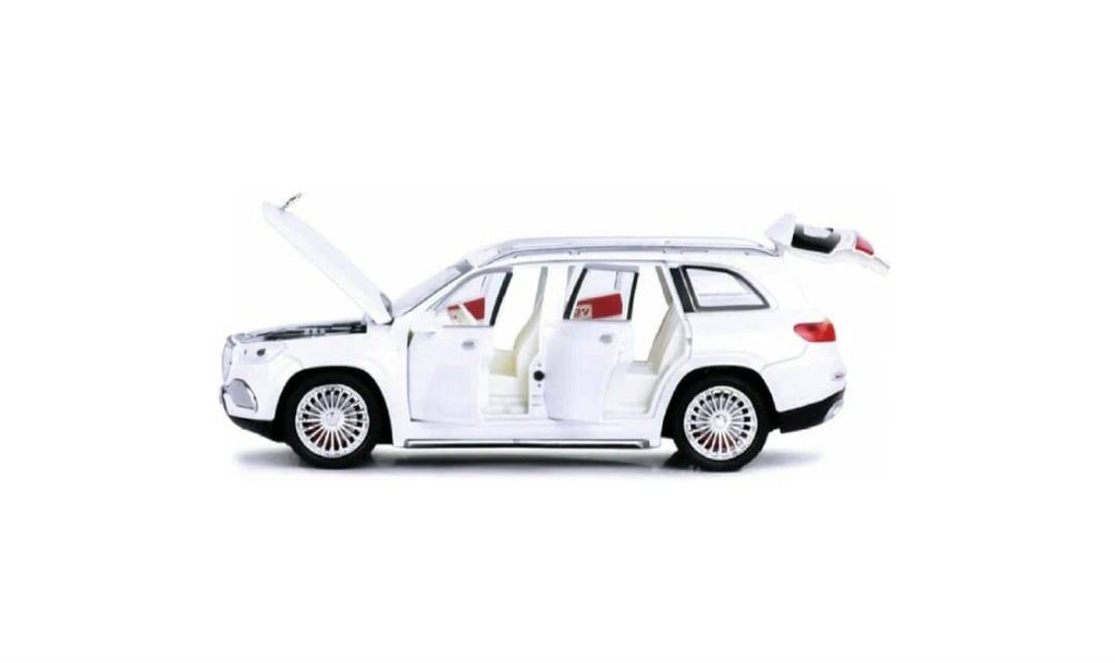 Masina metal mecanica, model Mercedes Maybach GLS 600, scara 1:24, sunete, usi mobile, capota mobila, portbagaj mobil, alb, 2