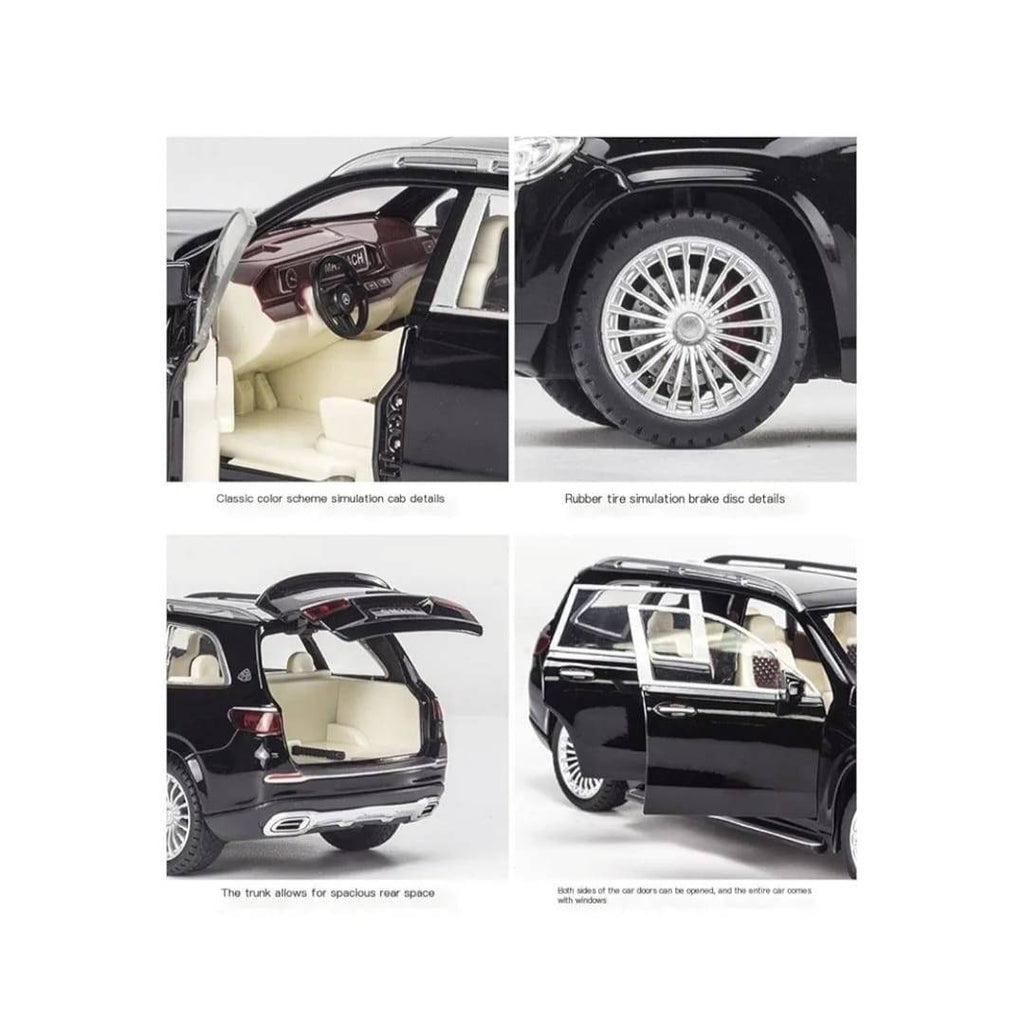 Masina metal mecanica, model Mercedes Maybach GLS 600, scara 1:24, sunete, usi mobile, capota mobila, portbagaj mobil, negru,