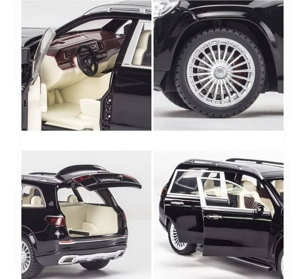 Masina metal mecanica, model Mercedes Maybach GLS 600, scara 1:24, sunete, usi mobile, capota mobila, portbagaj mobil, negru,