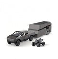 Masinuta  metalica,Tesla cu rulota, ATV, usi mobile, capota mobila, 1:32, gri inchis, 36 cm