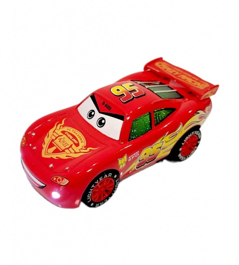 Masinuta Cars metalica cu sunete si lumini, rosu, 12 cm