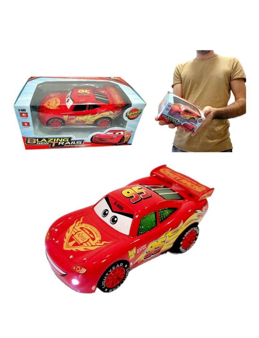 Masinuta Cars metalica cu sunete si lumini, rosu, 12 cm
