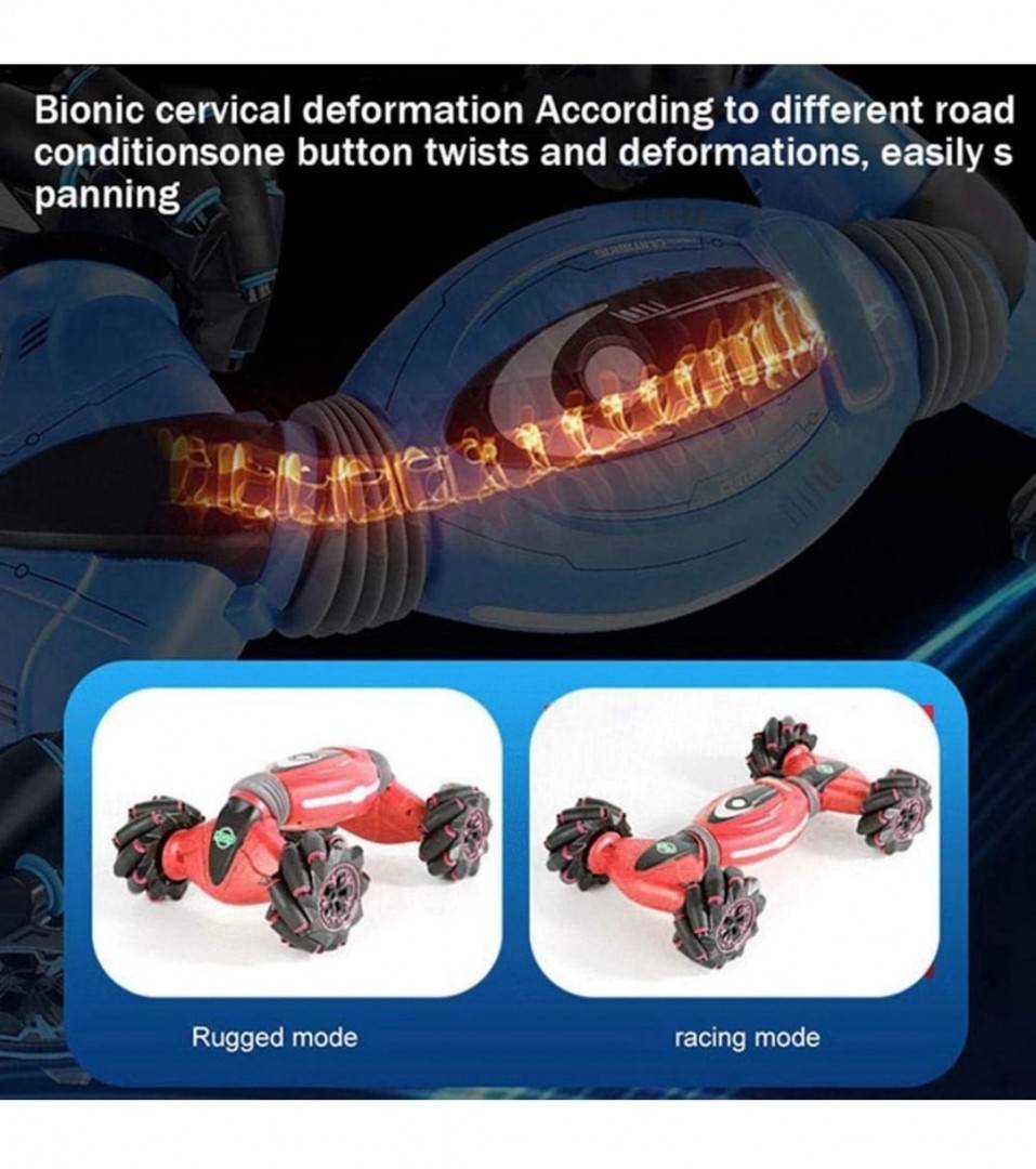 Masinuta controlabila prin gesturi si telecomanda, sunete si lumini, 360 grade, rosu, 42 cm