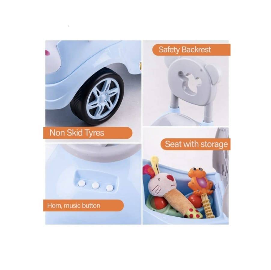 Masinuta copii fara pedale, Ride on, muzica, lumini,claxon, bleu, 1 an+
