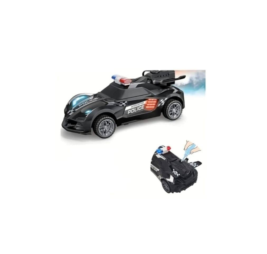 Masinuta cu telecomanda, Politie, scoate fum, scara 1:18, lumineaza farurile, stanga, dreapta, negru, 18 cm