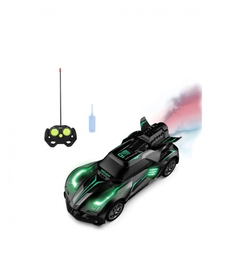 Masinuta cu telecomanda, scoate fum, scara 1:18, lumineaza farurile, stanga, dreapta, negru, 18 cm