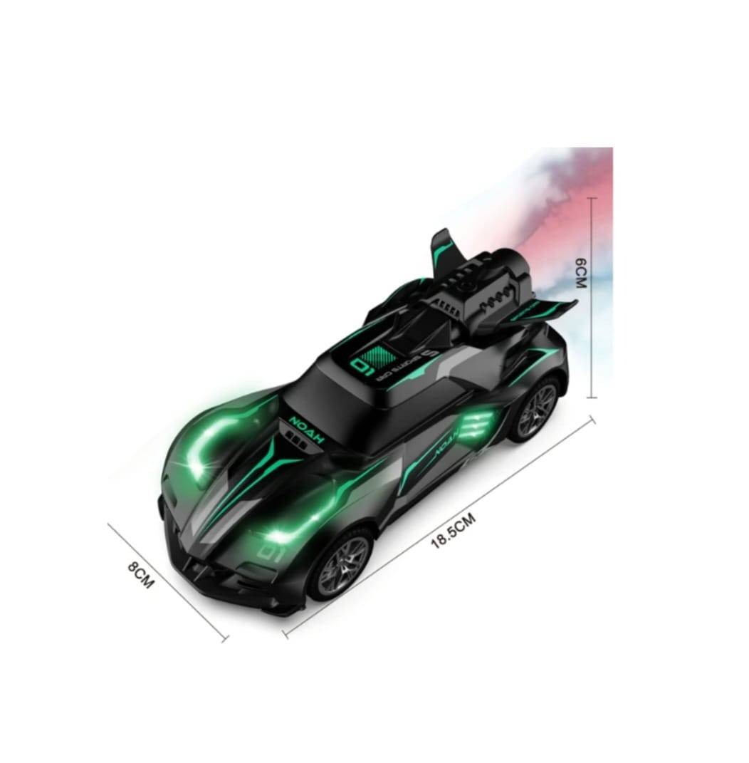 Masinuta cu telecomanda, scoate fum, scara 1:18, lumineaza farurile, stanga, dreapta, negru, 18 cm