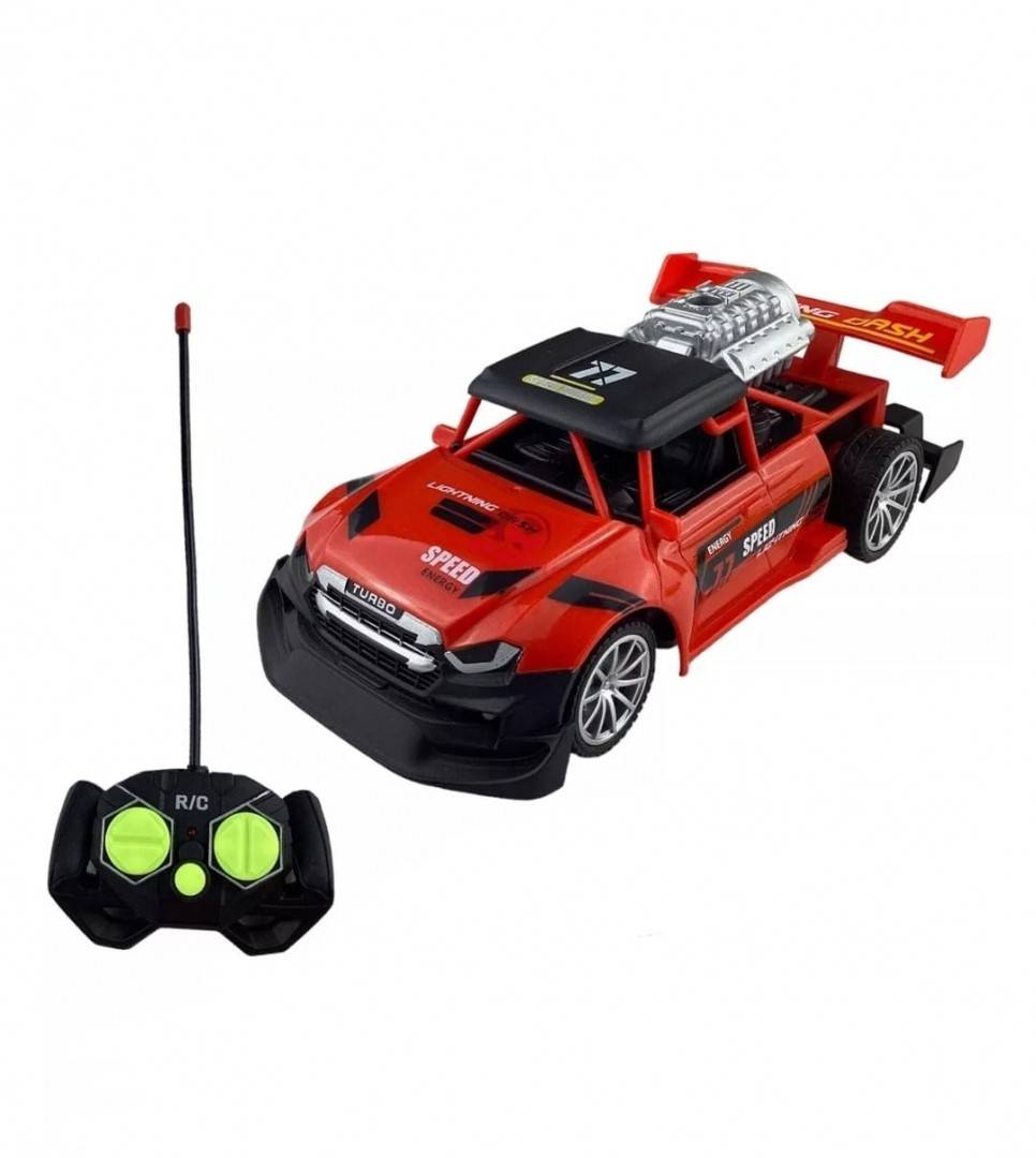 Masinuta cu telecomanda, scoate fum, scara 1:18, lumineaza farurile, stanga, dreapta, rosu, 18 cm