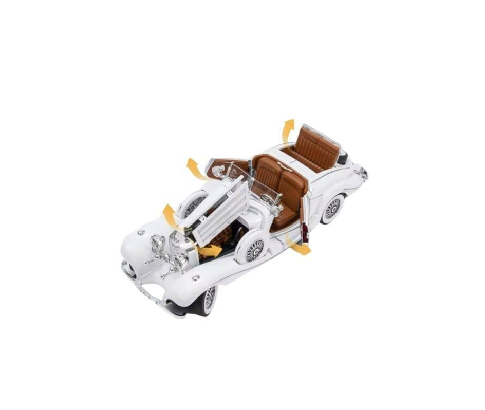 Masinuta Mercedes-Benz 500k Specialroadster 1936, Premiere Edition, scoate fum, alb, 22 cm