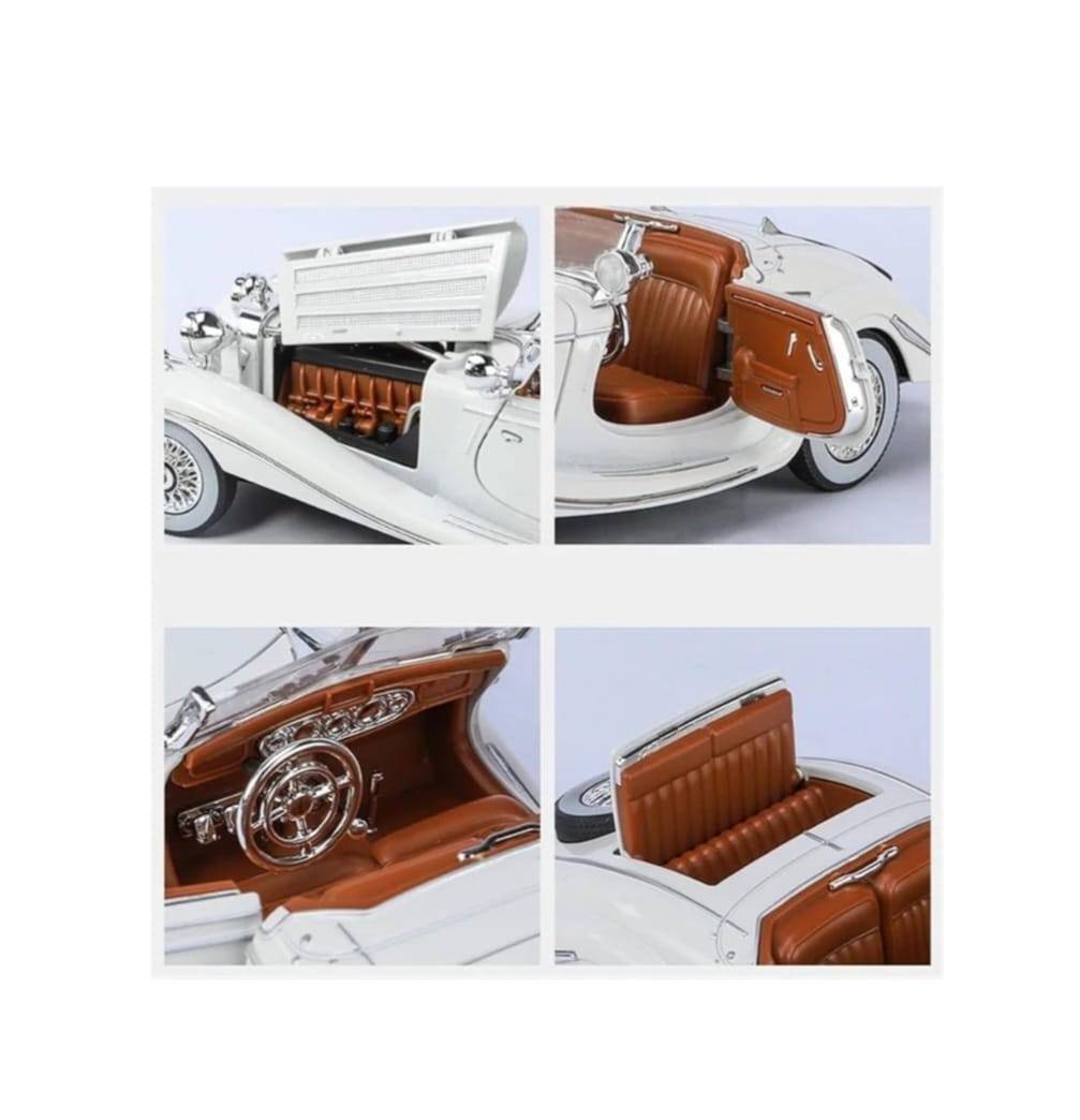 Masinuta Mercedes-Benz 500k Specialroadster 1936, Premiere Edition, scoate fum, alb, 22 cm