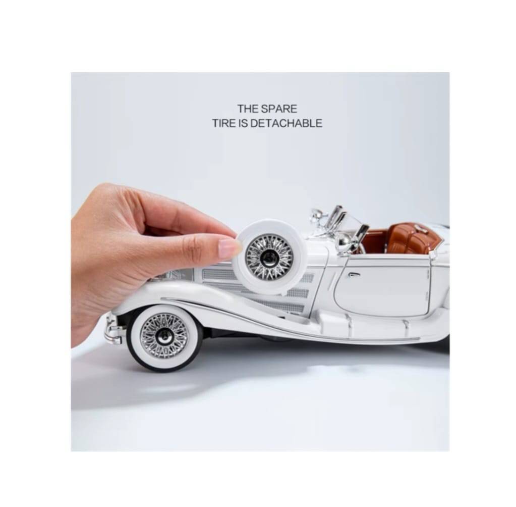 Masinuta Mercedes-Benz 500k Specialroadster 1936, Premiere Edition, scoate fum, alb, 22 cm