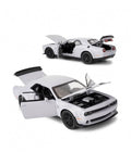 Masinuta metal, Dodge Challenger, scara 1:32, sunete, usi mobile, capota mobila, portbagaj mobil, gri, 15 cm