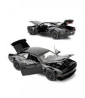 Masinuta metal, Dodge Challenger, scara 1:32, sunete, usi mobile, capota mobila, portbagaj mobil, negru, 15 cm