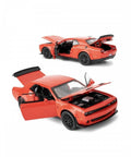 Masinuta metal, Dodge Challenger, scara 1:32, sunete, usi mobile, capota mobila, portbagaj mobil, rosu, 15 cm