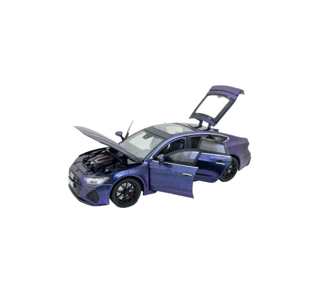 Masinuta metal mecanica, AUDI RS7,usi mobile, capota mobila, portbagaj mobil, albastru metalizat, 19.5 cm