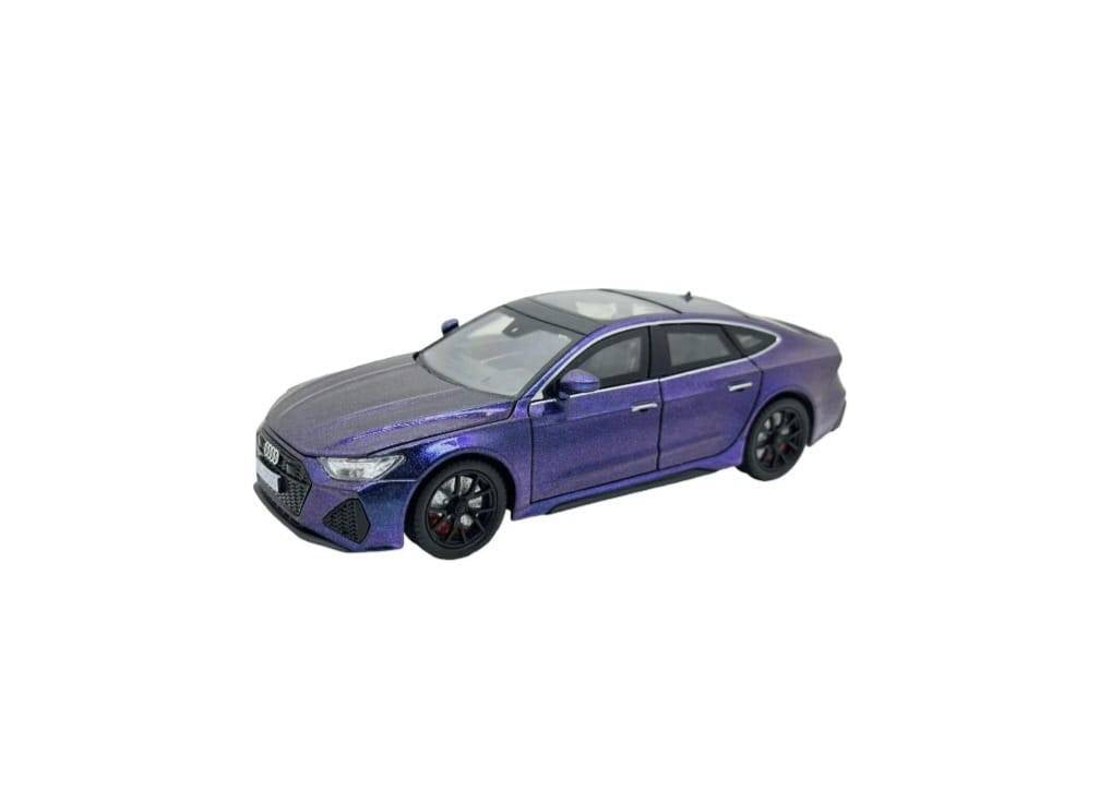 Masinuta metal mecanica, AUDI RS7,usi mobile, capota mobila, portbagaj mobil, albastru metalizat, 19.5 cm