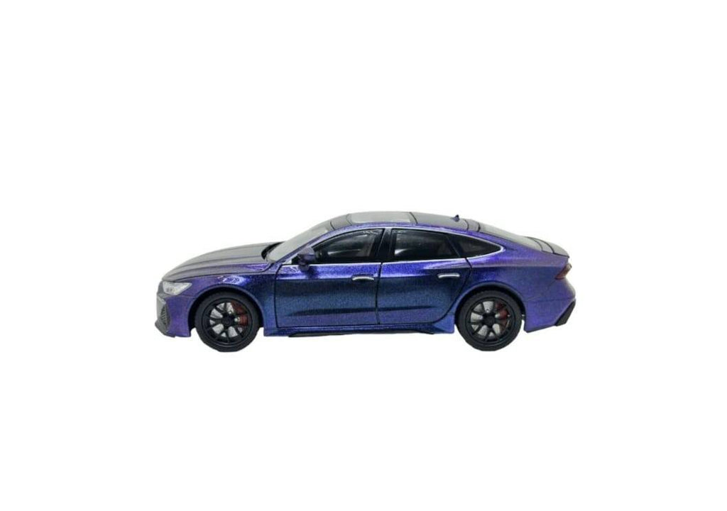 Masinuta metal mecanica, AUDI RS7,usi mobile, capota mobila, portbagaj mobil, albastru metalizat, 19.5 cm