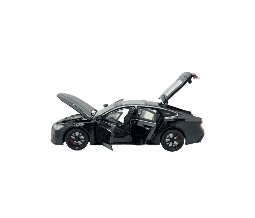 Masinuta metal mecanica, AUDI RS7,usi mobile, capota mobila, portbagaj mobil, negru, 19.5 cm