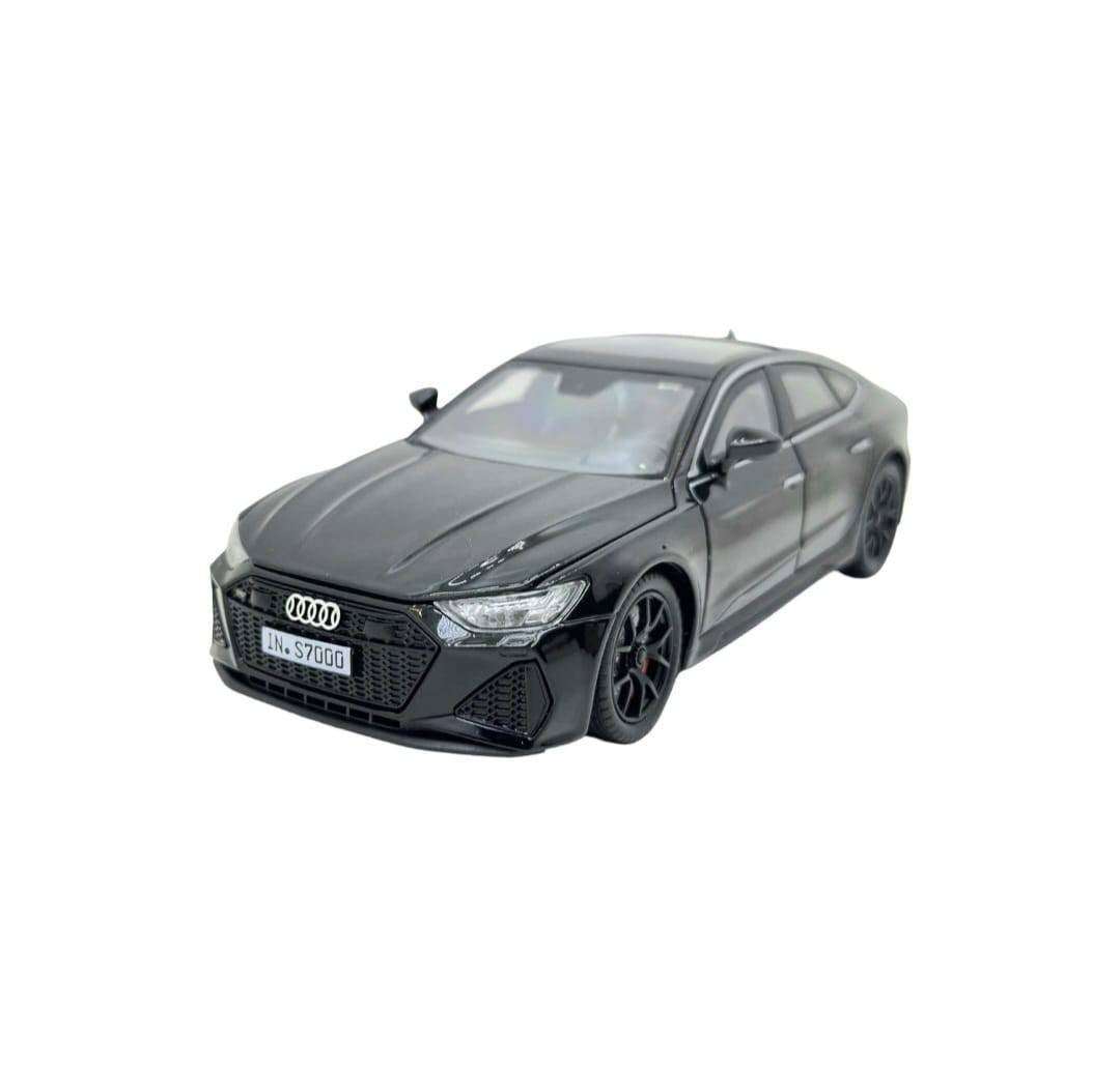 Masinuta metal mecanica, AUDI RS7,usi mobile, capota mobila, portbagaj mobil, negru, 19.5 cm