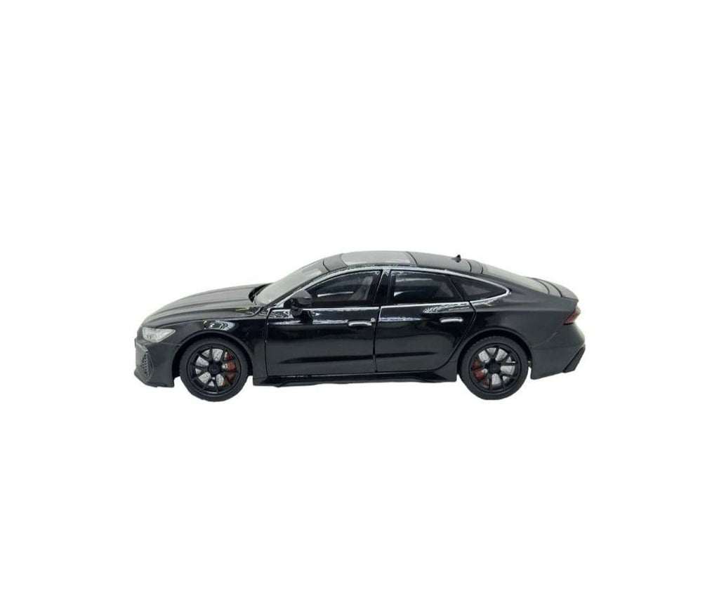 Masinuta metal mecanica, AUDI RS7,usi mobile, capota mobila, portbagaj mobil, negru, 19.5 cm
