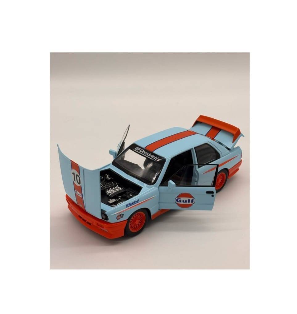 Masinuta metal mecanica, BMW M3 E30 , scara 1:24, sunete, 2 usi mobile, capota mobila, portbagaj mobil, blue, 21 cm