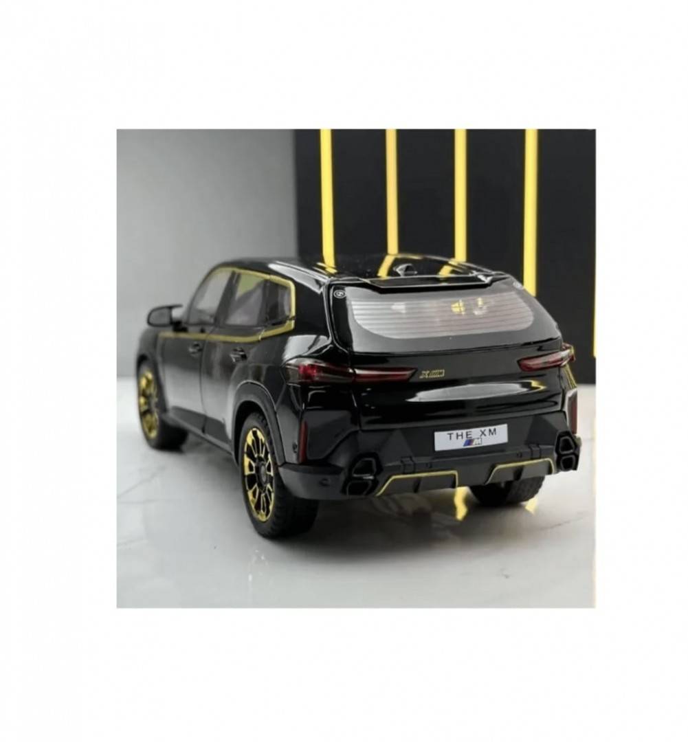 Masinuta metal mecanica, BMW XM, 1:24, fum, usi mobile, capota mobila, portbagaj mobil, negru, 20 cm