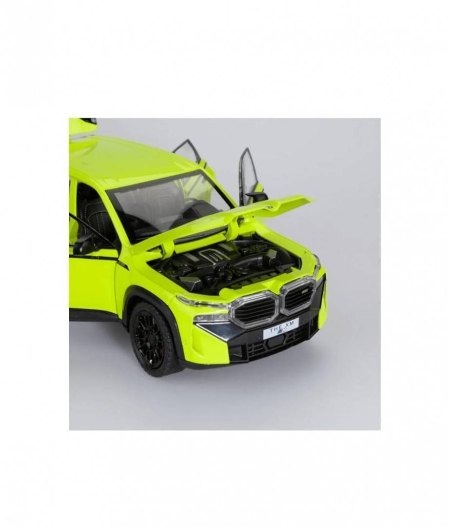 Masinuta metal mecanica, BMW XM, 1:24, fum, usi mobile, capota mobila, portbagaj mobil, vernil, 20 cm