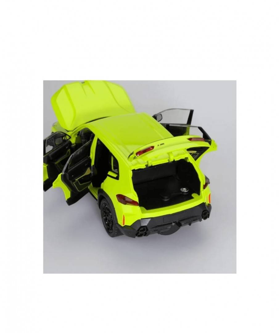 Masinuta metal mecanica, BMW XM, 1:24, fum, usi mobile, capota mobila, portbagaj mobil, vernil, 20 cm