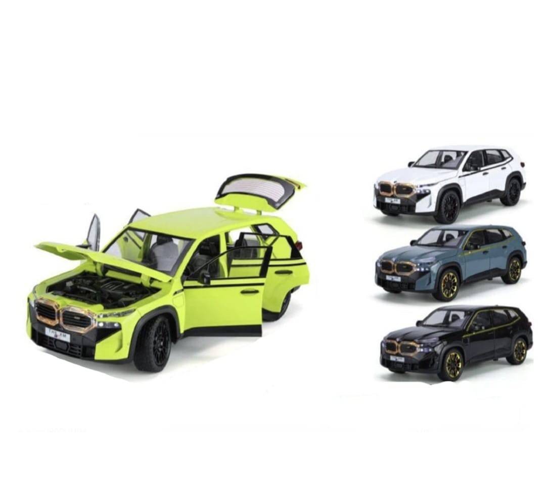Masinuta metal mecanica, BMW XM, 1:24, fum, usi mobile, capota mobila, portbagaj mobil, vernil, 20 cm