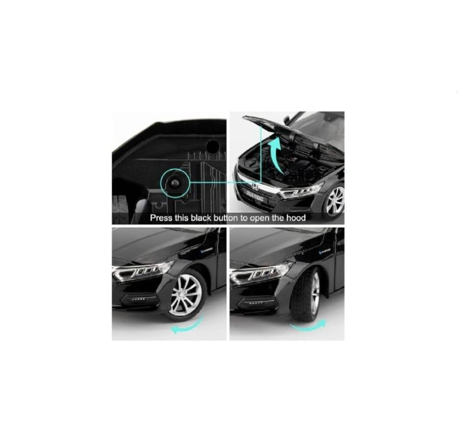 Masinuta metal mecanica, Honda Accord, 1:24, sunete, usi mobile, capota mobila, portbagaj mobil, negru, 20 cm