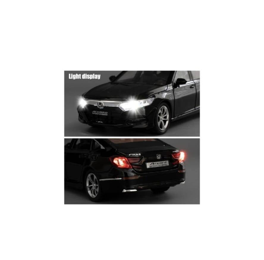Masinuta metal mecanica, Honda Accord, 1:24, sunete, usi mobile, capota mobila, portbagaj mobil, negru, 20 cm