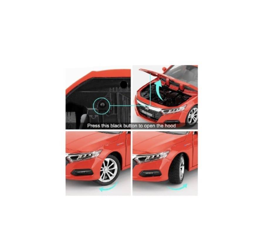 Masinuta metal mecanica, Honda Accord, 1:24, sunete, usi mobile, capota mobila, portbagaj mobil, rosu, 20 cm