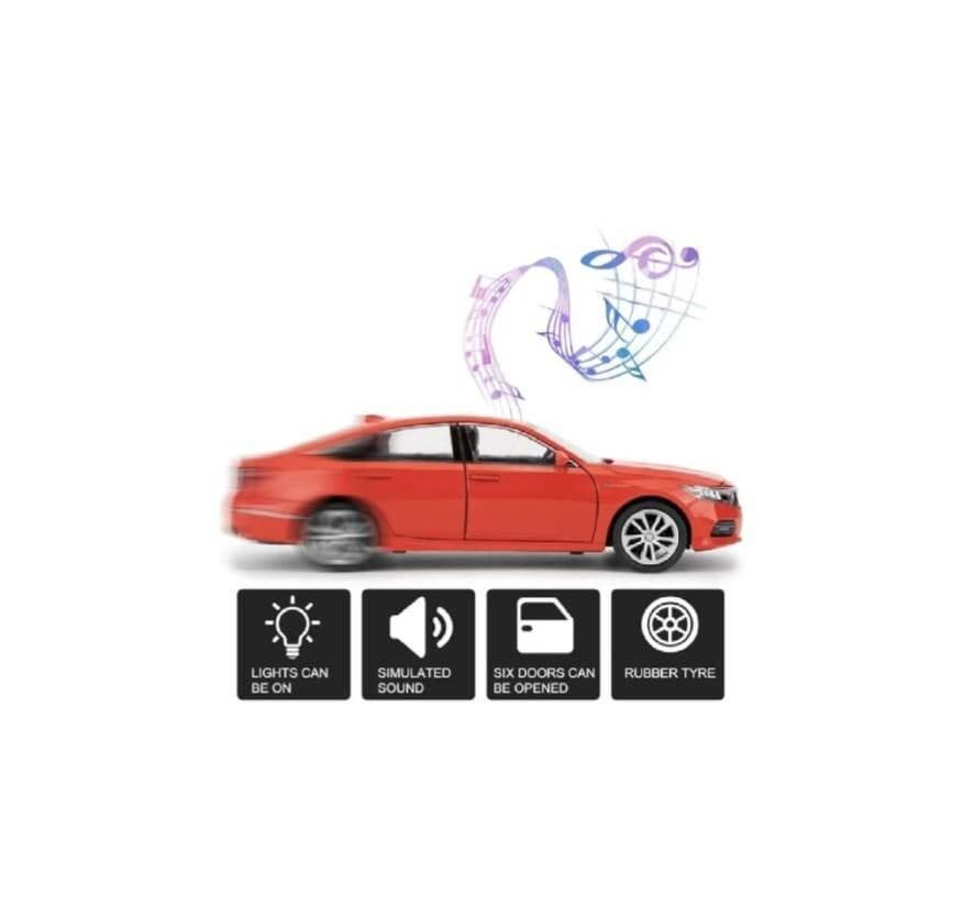 Masinuta metal mecanica, Honda Accord, 1:24, sunete, usi mobile, capota mobila, portbagaj mobil, rosu, 20 cm