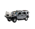 Masinuta metal mecanica, Hummer H2, scara 1:32, sunete, usi mobile, capota mobila, portbagaj mobil, gri, 15 cm